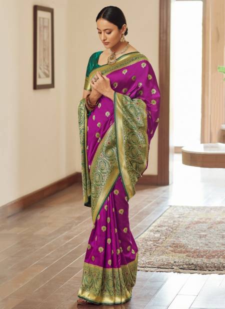 Purple Colour Rajyog Anubhuti Weaving Heavy Festive Wear Silk Latest Designer Saree Collection 5601